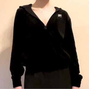 SMALL Fila Womens Velour Quarter Zip Hoodie